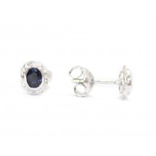 Handmade Stud Earrings 925 Sterling Silver Natural Blue Sapphire Gem Stones - R